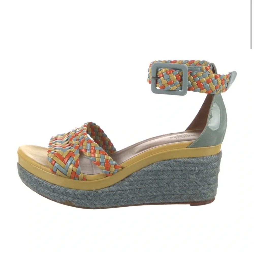 Hermes Ines Woven Espadrille Sandal Wedges